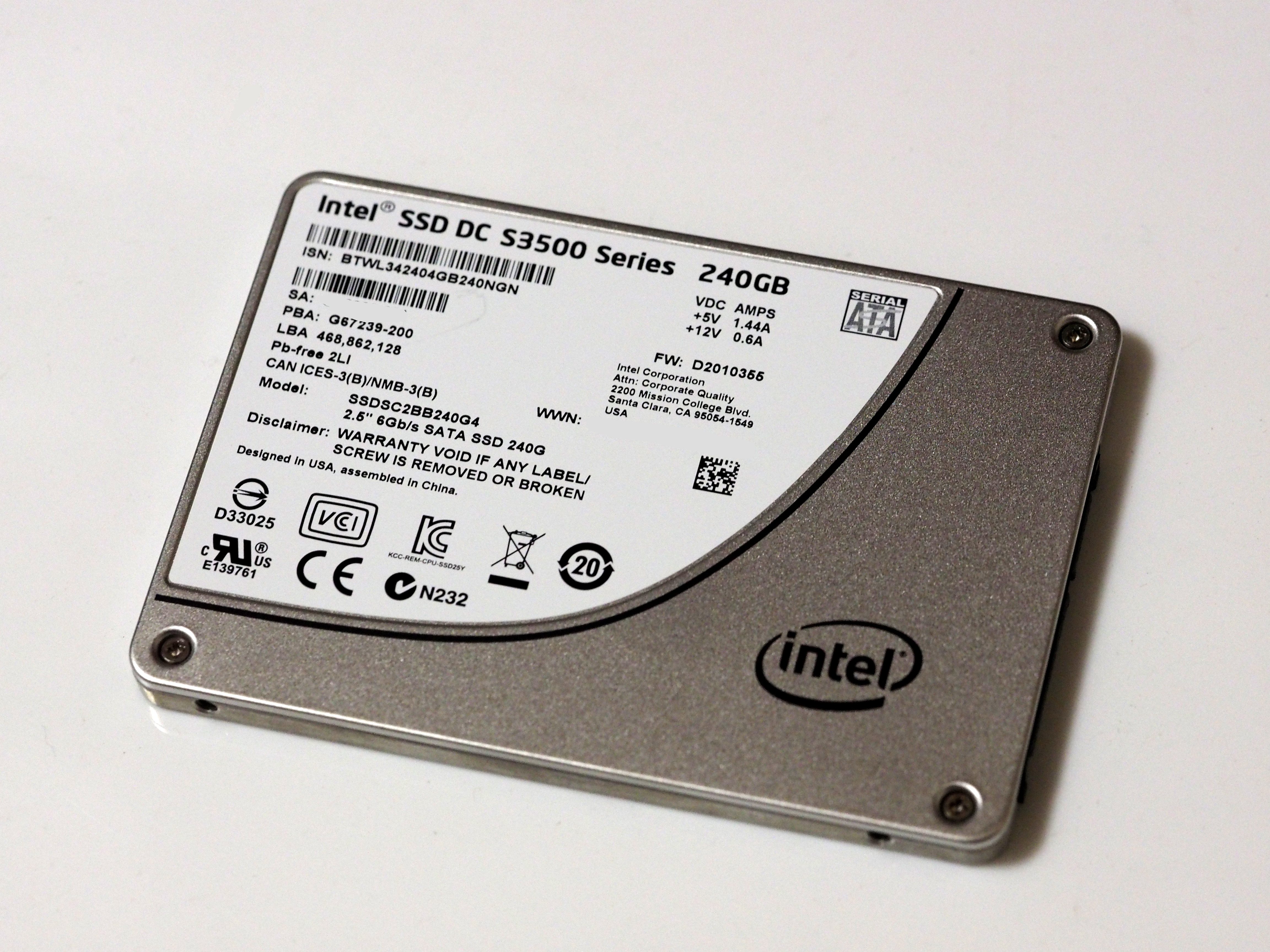 Intel DC S3500 Series (Wolfsville) 240GB 2.5inch のレビュー | iPentec