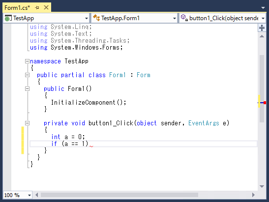 Visual Studio のエディタで中括弧を自動挿入しないようにする 閉じ括弧の自動挿入の無効化