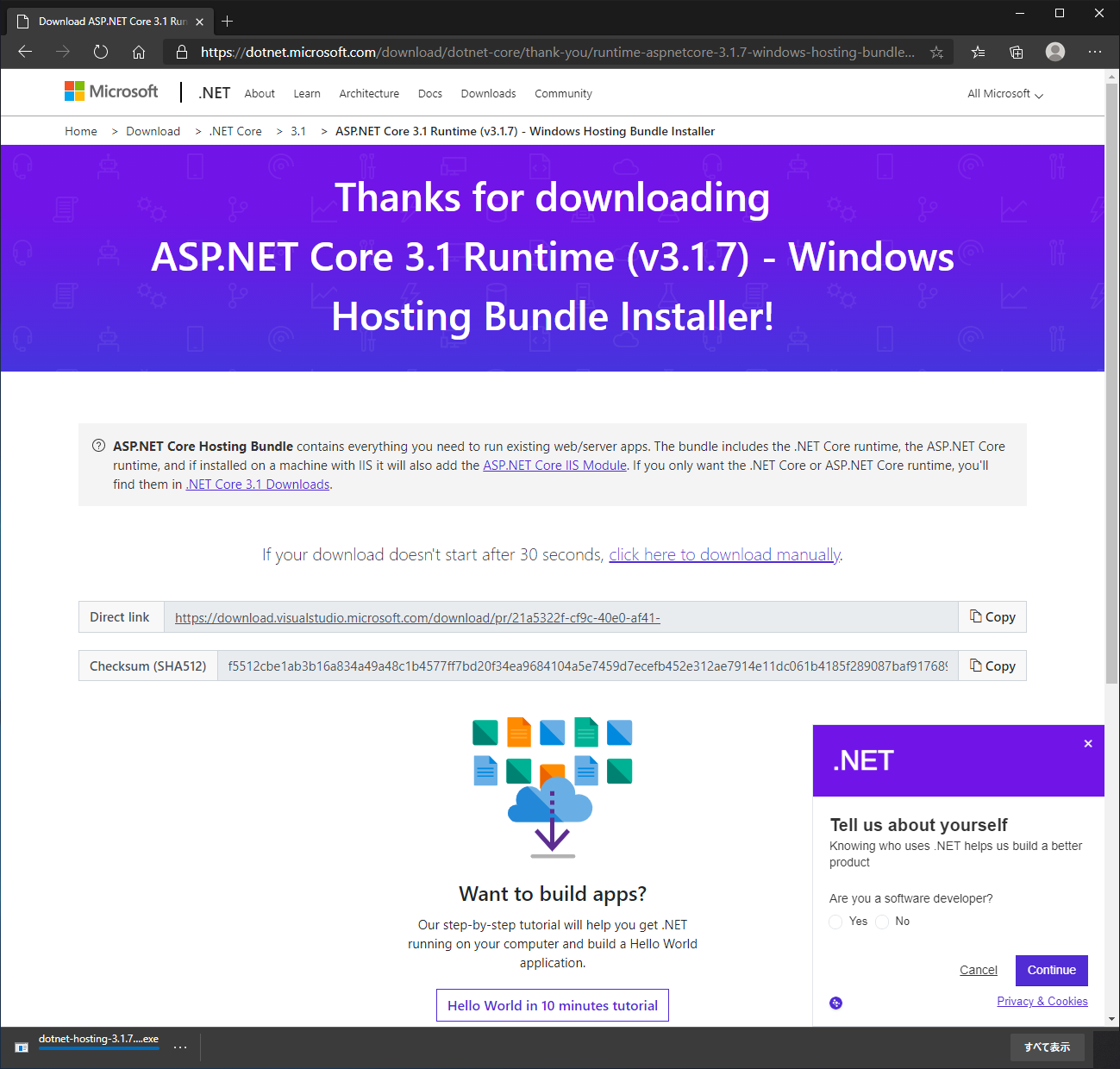 .net core windows server hosting bundle 2.1 download